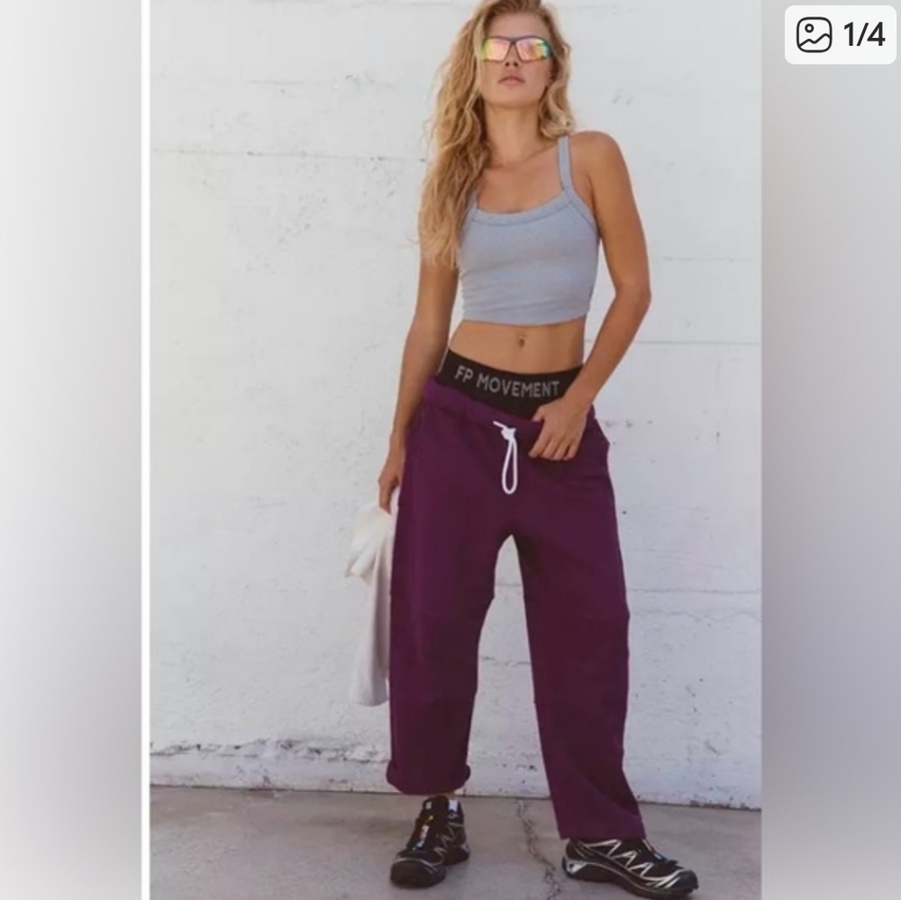 NWOT Free People Top Score Barrel Pants - Deep Mulberry